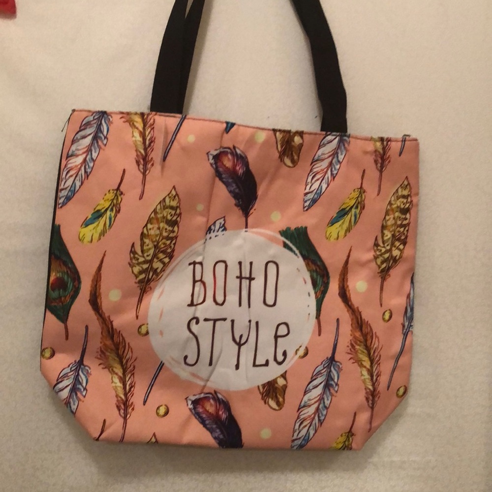 Boho style large zippered tote